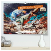 Cover-Bild zum Titel 'Dinosaurier Sci-Fi - Kampf der Urzeitgiganten im Weltall (hochwertiger Premium Wandkalender 2026 DIN A2 quer), Kunstdruck in Hochglanz' von 'Anja Frost'