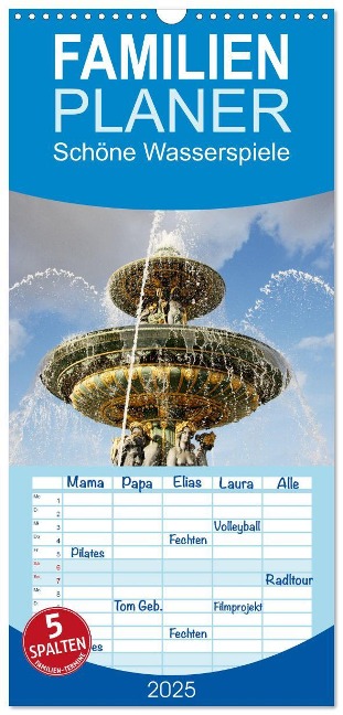 Familienplaner 2025 - Schöne Wasserspiele mit 5 Spalten (Wandkalender, 21 x 45 cm) CALVENDO - Gisela Kruse