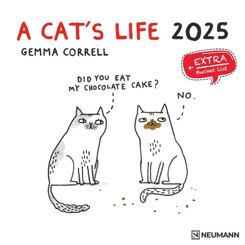 A Cat's Life 2025 - Wand-Kalender - Broschüren-Kalender - 30x30 - 30x60 geöffnet - Katzen - Cartoon - 