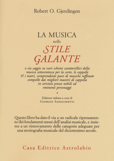 La musica nello stile galante - Robert Gjerdingen