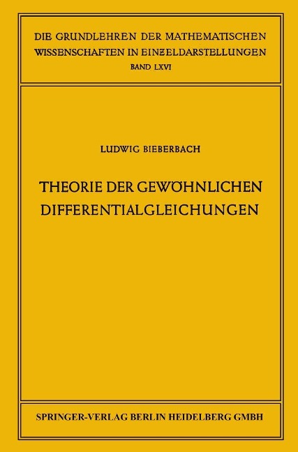 Theorie der gewöhnlichen Differentialgleichungen - Ludwig Bieberbach