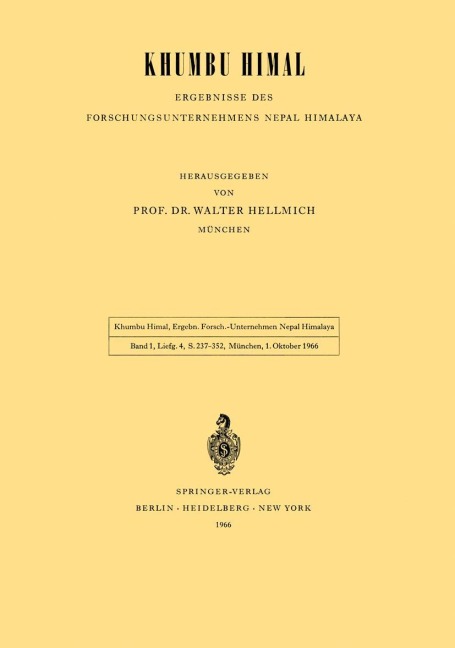Khumbu Himal - Ergebnisse des Forschungsunternehmens Nepal Himalaya - 