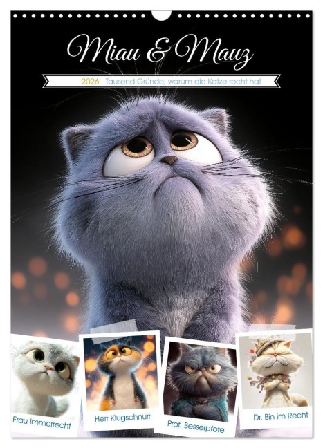 Miau & Mauz (Wandkalender 2026 DIN A3 hoch), CALVENDO Monatskalender - Steffen Gierok-Latniak