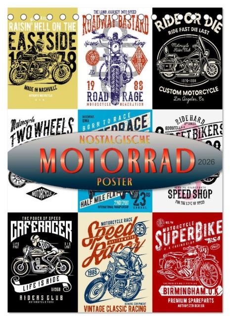 Motorrad - nostalgische Poster (Tischkalender 2026 DIN A5 hoch), CALVENDO Monatskalender - Peter Roder