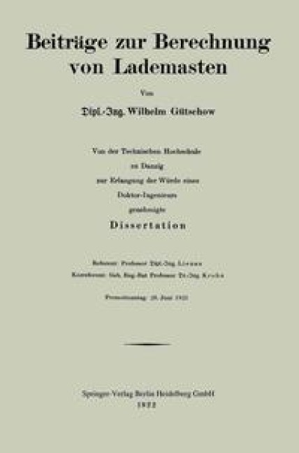 Beiträge zur Berechnung von Lademasten - Wilhelm Gütschow