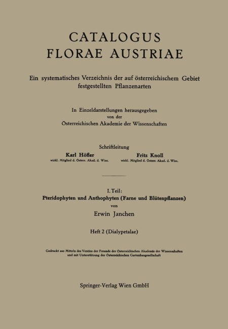 I. Teil: Pteridophyten und Anthophyten (Farne und Blütenpflanzen) - Erwin Janchen