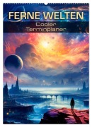 Cover-Bild zum Titel 'FERNE WELTEN Cooler Terminplaner (Wandkalender 2027 DIN A2 hoch), CALVENDO Monatskalender' von 'Melanie Viola'