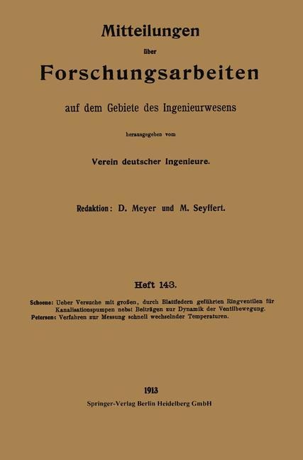 Mitteilungen über Forschungsarbeiten auf dem Gebiete des Ingenieurwesens - Kurt Schöne