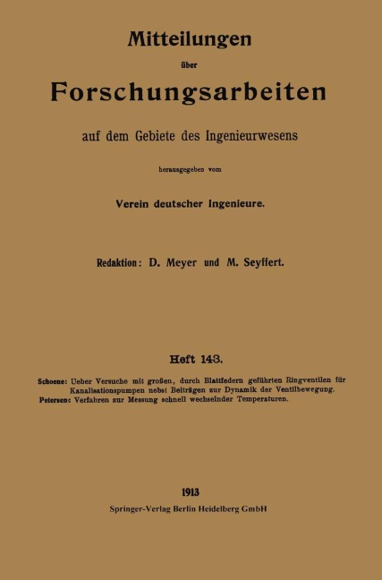 Mitteilungen über Forschungsarbeiten auf dem Gebiete des Ingenieurwesens - Kurt Schöne
