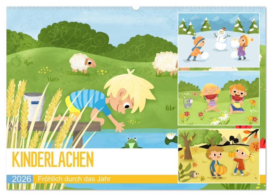 KINDERLACHEN - Fröhlich durch das Jahr - Ein Kinderkalender (Wandkalender 2026 DIN A2 quer), CALVENDO Monatskalender - Katelein Katelein