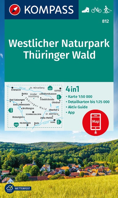 KOMPASS Wanderkarte 812 Westlicher Naturpark Thüringer Wald 1:50.000 - 