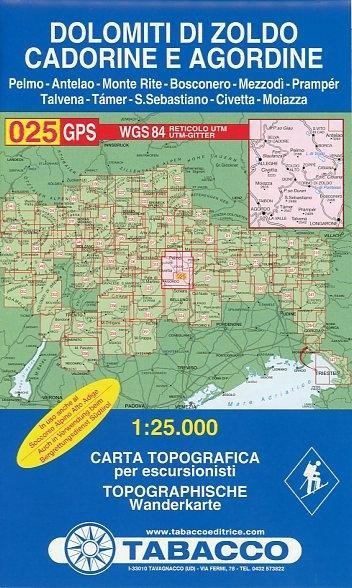 Dolomiti di Zoldo, Cadorine e Agordine 1:25.000 - 