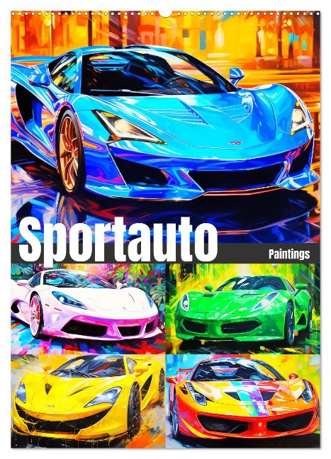 Sportauto Paintings (Wandkalender 2024 DIN A2 hoch), CALVENDO Monatskalender - Rose Hurley