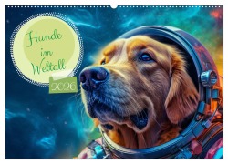 Cover-Bild zum Titel 'Hunde im Weltall (Wandkalender 2026 DIN A2 quer), CALVENDO Monatskalender' von 'Rupert Kowalski'