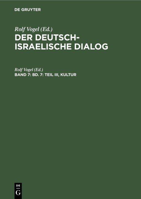 Bd. 7: Teil III, Kultur - 