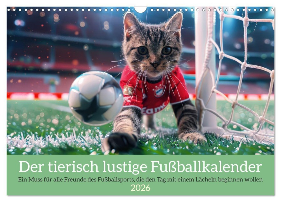Der tierisch lustige Fußballkalender (Wandkalender 2026 DIN A3 quer), CALVENDO Monatskalender - Peter Rübsamen