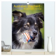 Cover-Bild zum Titel 'Australian Shepherd - Mit dem Aussie unterwegs (hochwertiger Premium Wandkalender 2026 DIN A2 hoch), Kunstdruck in Hochglanz' von 'Andrea Mayer Tierfotografie'