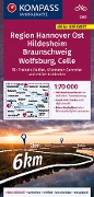 Cover-Bild zum Titel 'KOMPASS Fahrradkarte 3365 Region Hannover Ost, Hildesheim, Braunschweig, Wolfsburg, Celle 1:70.000' von ''