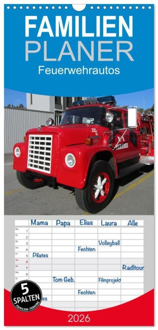 Familienplaner 2026 - Feuerwehrautos mit 5 Spalten (Wandkalender, 21 x 45 cm) CALVENDO - Insideportugal Insideportugal