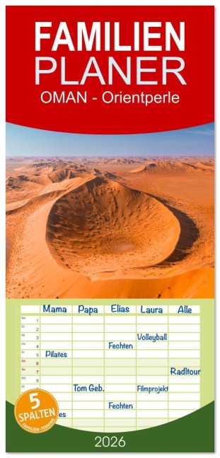 Familienplaner 2026 - OMAN - Orientperle mit 5 Spalten (Wandkalender, 21 x 45 cm) CALVENDO - Sonja Schlichter