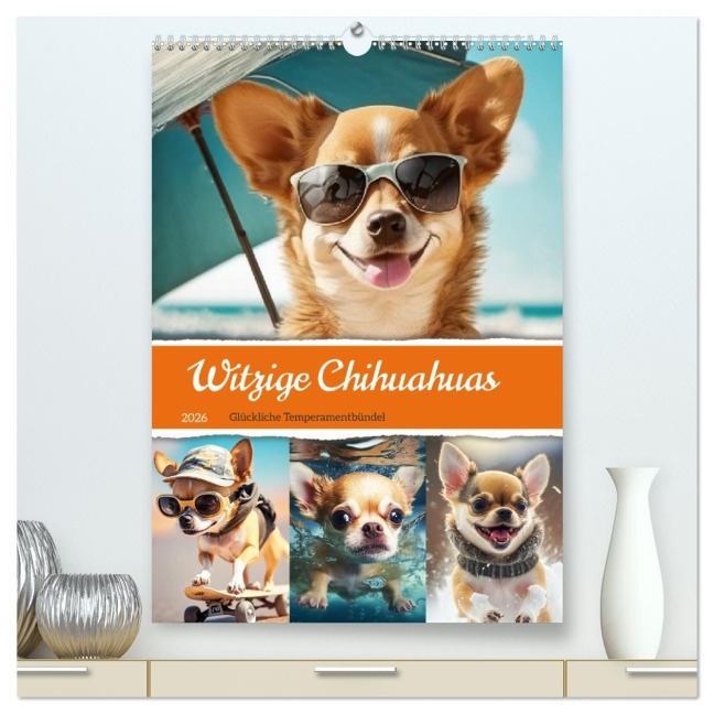 Witzige Chihuahuas. Glückliche Temperamentbündel (hochwertiger Premium Wandkalender 2026 DIN A2 hoch), Kunstdruck in Hochglanz - Rose Hurley