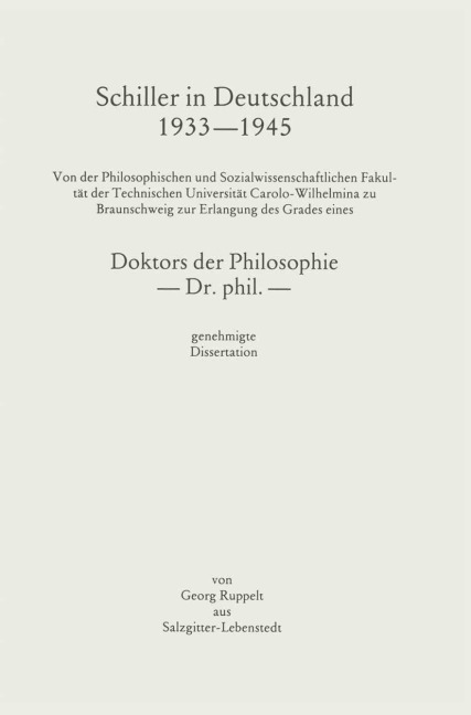 Schiller in Deutschland 1933-1945 - Phil.