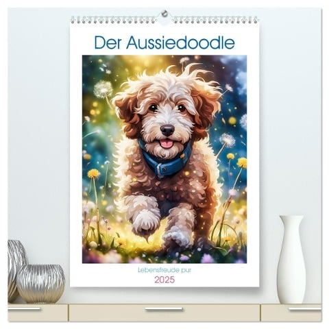 Der Aussiedoodle - Lebensfreude pur (hochwertiger Premium Wandkalender 2025 DIN A2 hoch), Kunstdruck in Hochglanz - Angelika Beuck