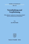 Cover-Bild zum Titel 'Vorenthaltung und Verpflichtung.' von 'Jan Dirk Harke'