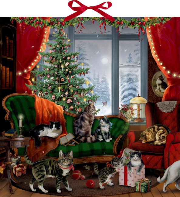 Wand-Adventskalender - Katzen am Fenster - 
