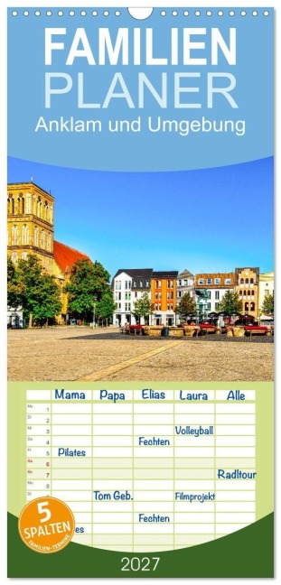 Familienplaner 2027 - Anklam und Umgebung mit 5 Spalten (Wandkalender, 21 x 45 cm) CALVENDO - Solveig Rogalski