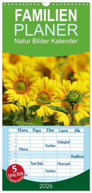 Familienplaner 2026 - Natur Bilder Kalender mit 5 Spalten (Wandkalender, 21 x 45 cm) CALVENDO - Avianaarts Design Fotografie By Tanja Riedel