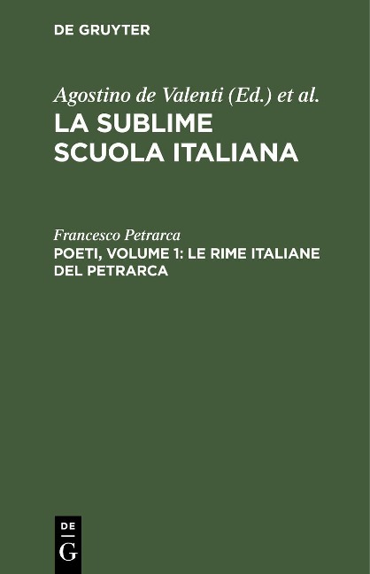Poeti, Volume 1: Le rime italiane del Petrarca - Francesco Petrarca