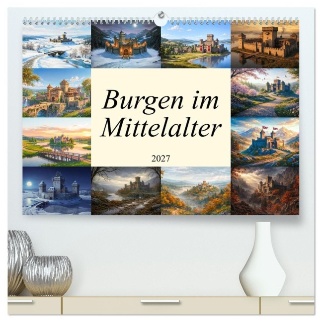 Burgen im Mittelalter (hochwertiger Premium Wandkalender 2027 DIN A2 quer), Kunstdruck in Hochglanz - Stefan Berger