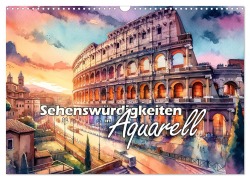 Cover-Bild zum Titel 'Sehenswürdigkeiten in Aquarell (Wandkalender 2026 DIN A3 quer), CALVENDO Monatskalender' von 'Peter R. Stuhlmann'