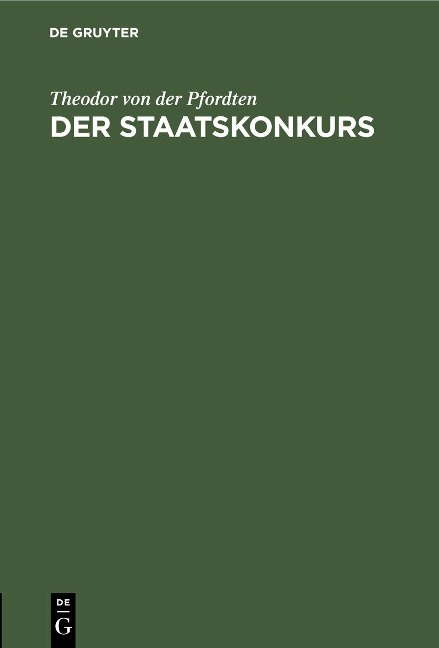 Der Staatskonkurs - Theodor von der Pfordten