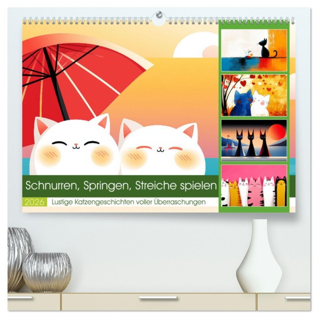 Schnurren, Springen, Streiche spielen (hochwertiger Premium Wandkalender 2026 DIN A2 quer), Kunstdruck in Hochglanz - Steffen Gierok-Latniak