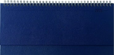 Tisch-Querkalender Balacron blau 2025 - Büro-Planer 29,7x13,5 cm - mit Registerschnitt - Tisch-Kalender - verlängerte Rückwand - 1 Woche 2 Seiten - 