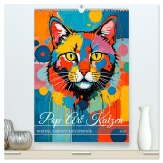 Cover-Bild zum Titel 'Pop-Art Katzen - Moderne, verrückte Katzenporträts (hochwertiger Premium Wandkalender 2026 DIN A2 hoch), Kunstdruck in Hochglanz' von 'Anja Frost'