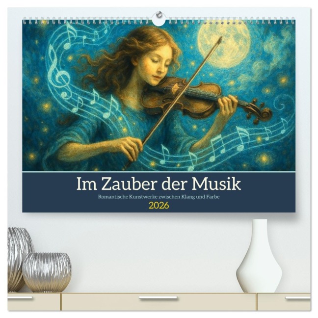 Im Zauber der Musik - Romantische Kunstwerke zwischen Klang und Farbe (hochwertiger Premium Wandkalender 2026 DIN A2 quer), Kunstdruck in Hochglanz - Fred Schimak