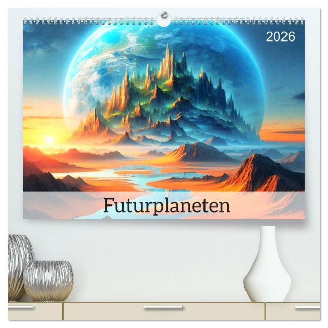 Futurplaneten (hochwertiger Premium Wandkalender 2026 DIN A2 quer), Kunstdruck in Hochglanz - Marie-Ange Pagnon