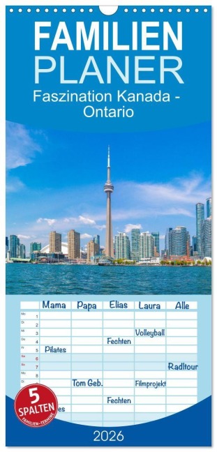 Familienplaner 2026 - Faszination Kanada - Ontario mit 5 Spalten (Wandkalender, 21 x 45 cm) CALVENDO - Sell Pixs:Sell