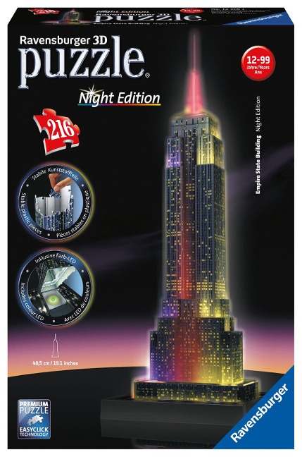 Empire State Building bei Nacht. 3D Puzzle 216 Teile - 