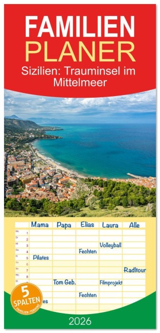 Familienplaner 2026 - Sizilien: Trauminsel im Mittelmeer mit 5 Spalten (Wandkalender, 21 x 45 cm) CALVENDO - Fotosvonlucke Fotosvonlucke