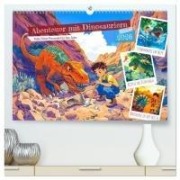 Cover-Bild zum Titel 'Abenteuer mit Dinosauriern - Tolle Dino-Freunde für das Jahr (hochwertiger Premium Wandkalender 2026 DIN A2 quer), Kunstdruck in Hochglanz' von 'Anja Frost'