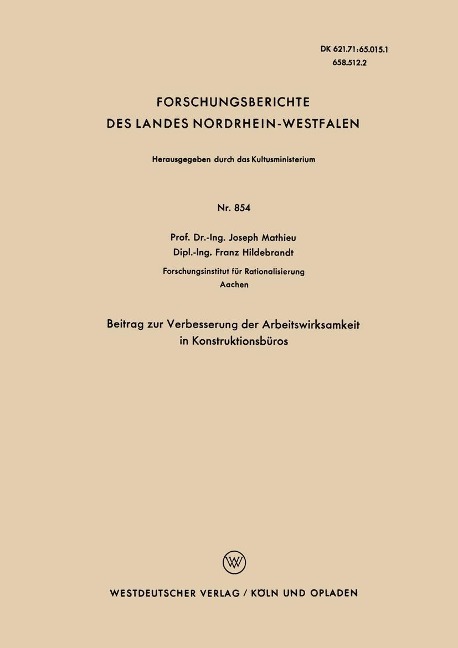 Beitrag zur Verbesserung der Arbeitswirksamkeit in Konstruktionsbüros - Joseph Mathieu
