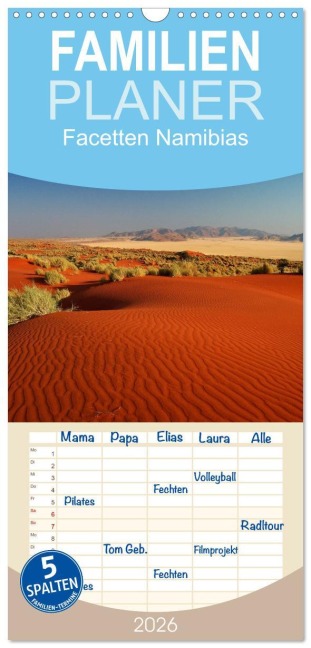 Familienplaner 2026 - Facetten Namibias mit 5 Spalten (Wandkalender, 21 x 45 cm) CALVENDO - Jürgen Wöhlke