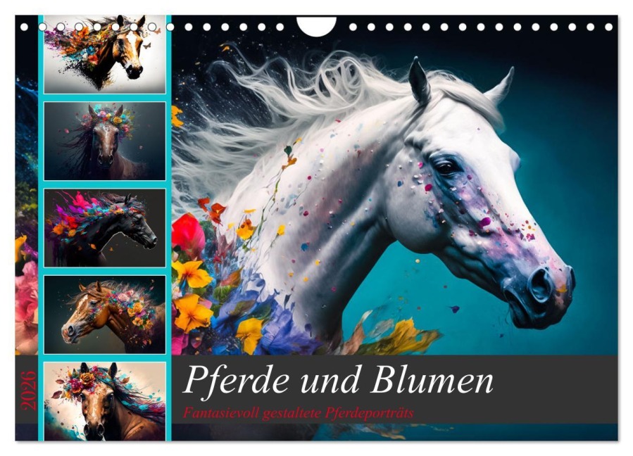 Pferde und Blumen (Wandkalender 2026 DIN A4 quer), CALVENDO Monatskalender - Dirk Meutzner