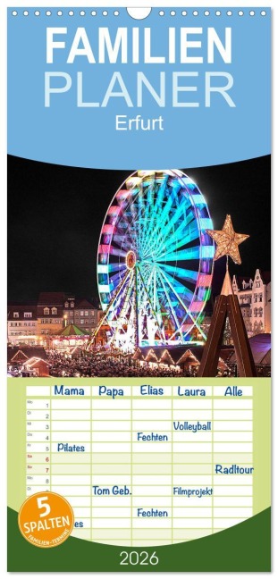 Familienplaner 2026 - Erfurt mit 5 Spalten (Wandkalender, 21 x 45 cm) CALVENDO - Christian Hallweger