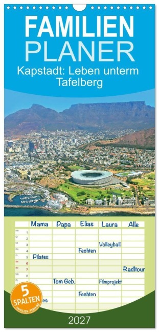 Familienplaner 2027 - Kapstadt: Leben unterm Tafelberg mit 5 Spalten (Wandkalender, 21 x 45 cm) CALVENDO - Calvendo