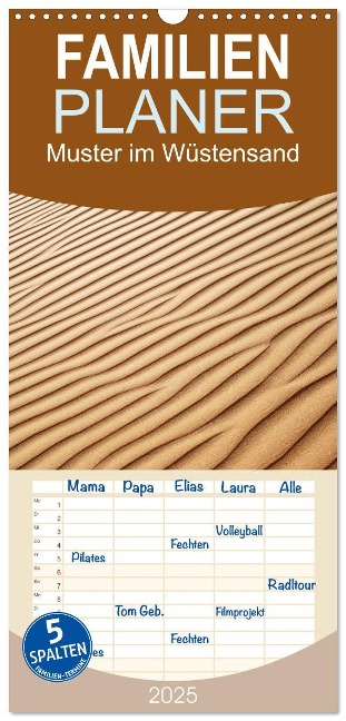 Familienplaner 2025 - Muster im Wüstensand mit 5 Spalten (Wandkalender, 21 x 45 cm) CALVENDO - Maurus Spescha